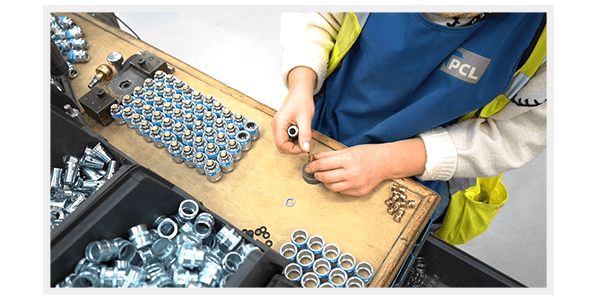 PCL Couplings being hand-assembled in PCL's factory in Sheffield