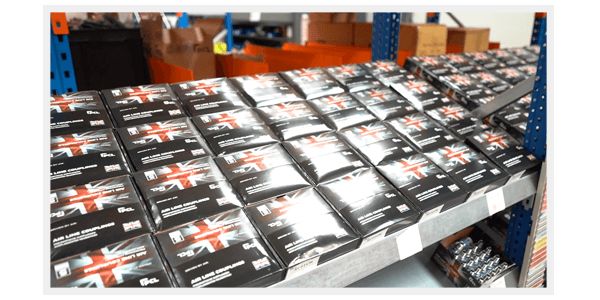 PCL coupling boxes stored in the warehouse in PCL's factory in Sheffield