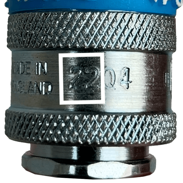 Manufacturing Year (e.g. 22 = 2022) on a PCL Airflow Coupling
